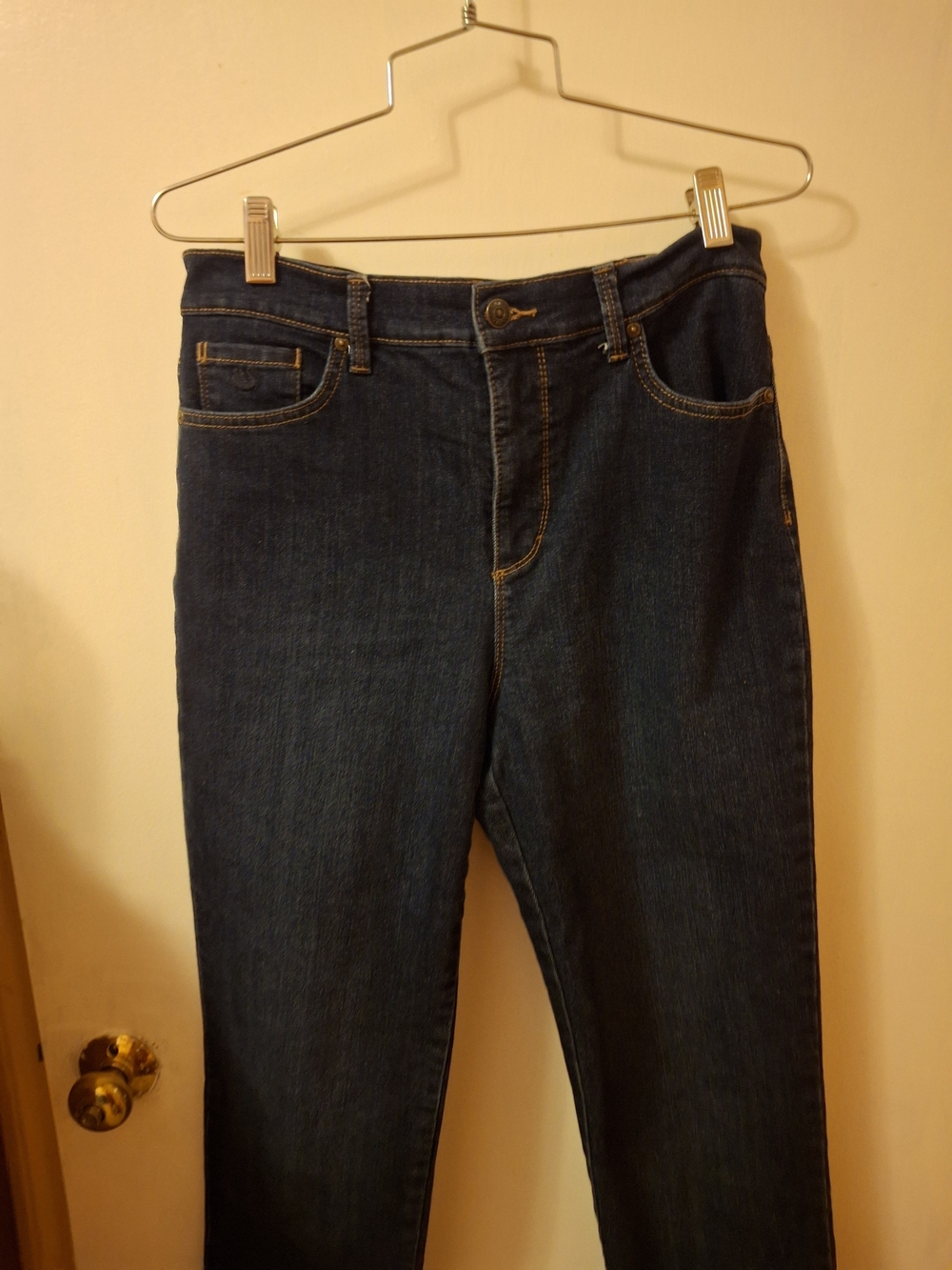 Chico' So Slimming Girlfriend Straight Dark Blue Women's Classic Jeans
